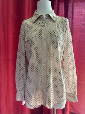 Tory Burch Cream Polka Dot Silk Button-Up Shirt